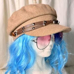 Vince Camuto Camel Studded Newsboy Baker Boy Hat OS